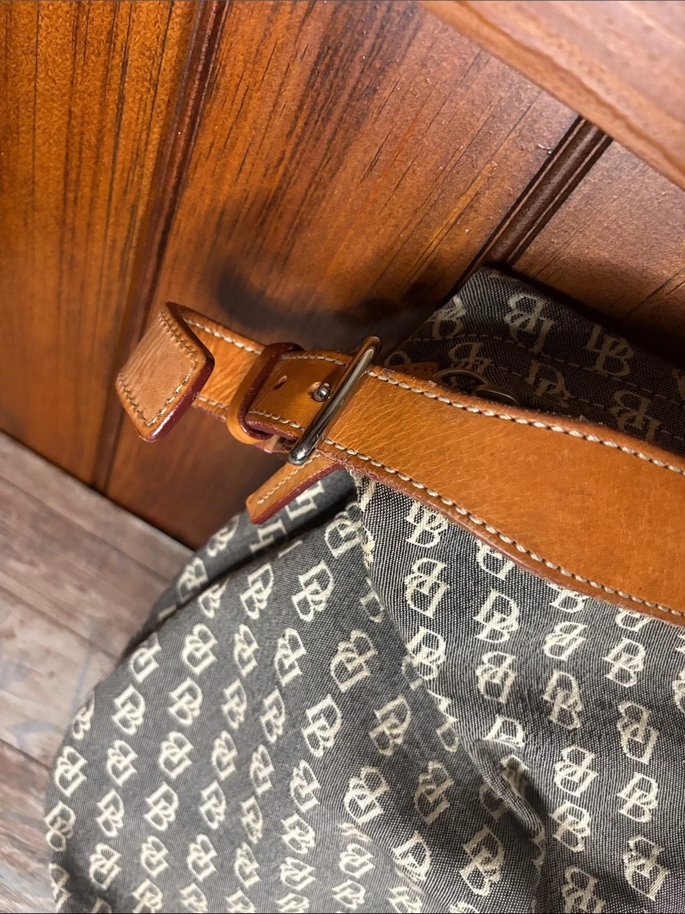 DOONEY & BOURKE AUTHENTIC Monogram Shoulder Bag / Leather Strap & Detail